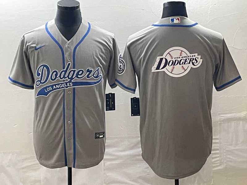 Men%27s Los Angeles Dodgers Grey Blank With Patch Cool Base Stitched Baseball Jerseys->los angeles dodgers->MLB Jersey